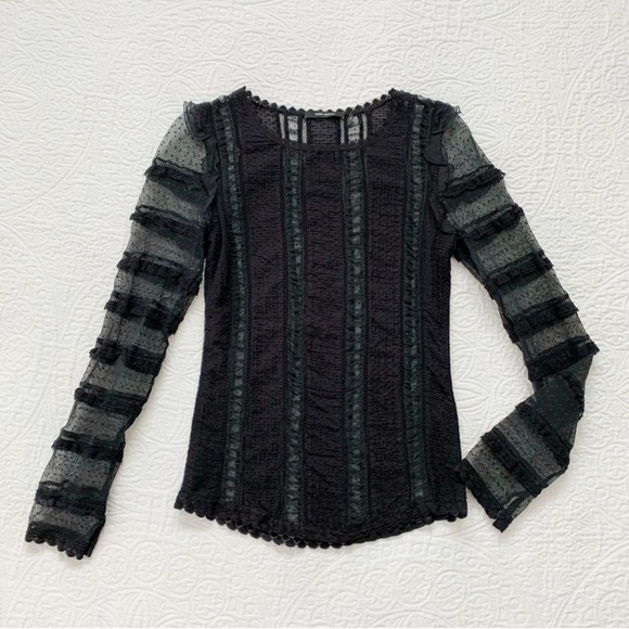 ISABEL MARANT Quena Ruffle Embroidered Long Sleeve  Lace Blouse - Picture 6 of 9